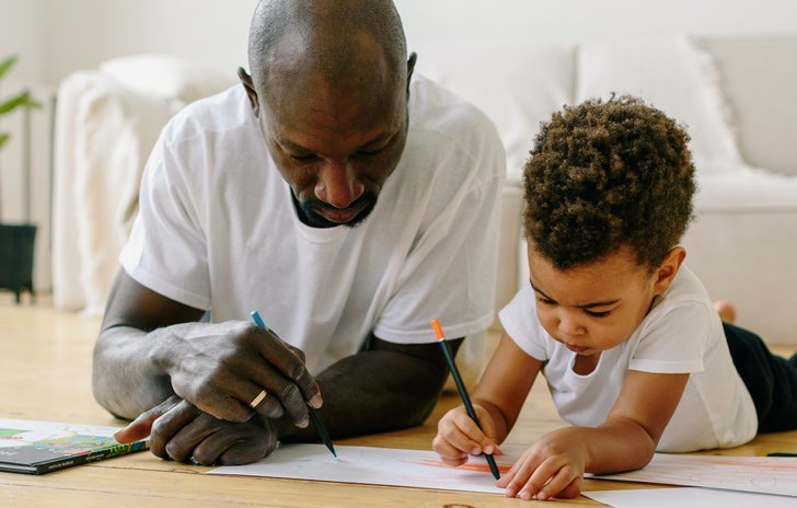 father and son drawing